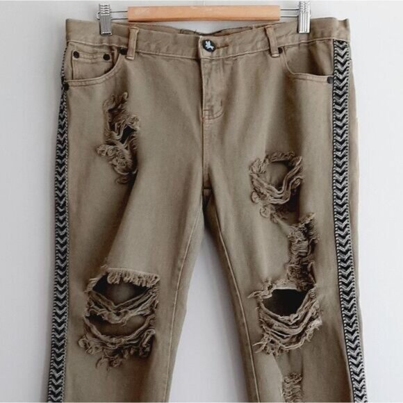 One Teaspoon Olive Distressed Jeans - Picture 3 of 16